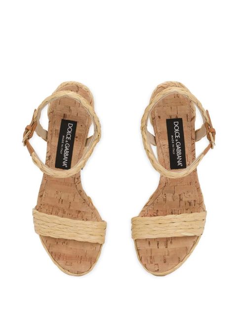 Dolce & Gabbana 145mm raffia platform sandals - Neutrals