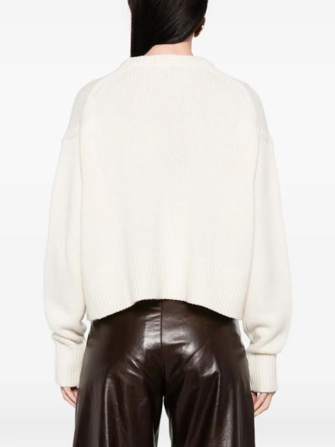 Maje appliqué ribbed sweater - Neutrals