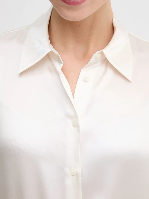 Sisley koszula jedwabna kolor beżowy regular z kołnierzykiem klasycznym 5LZMLQ05E