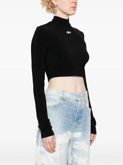 Off-White logo-print cropped T-shirt - Black