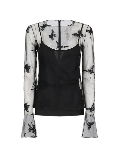 Blumarine butterfly net blouse - Black - zdjęcie produktu nr 1