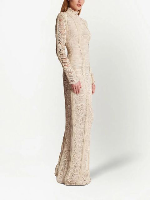 Balmain macramé-long-sleeves-maxi-dress - Neutrals - zdjęcie produktu nr 2