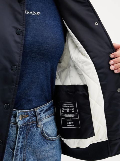 Guess Jeans kurtka bomber kolor granatowy przejściowa W5YL15 WHAA2