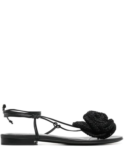 Magda Butrym crochet-floral-appliqué sandals - Black