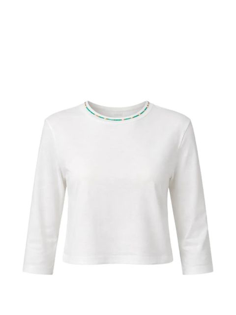 Reformation Lewis beaded-neck T-shirt - White - zdjęcie produktu nr 1