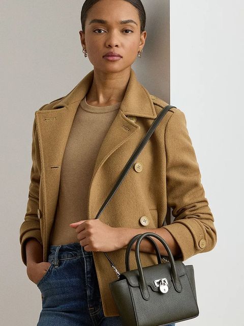 Lauren Ralph Lauren torebka skórzana kolor zielony 431969349