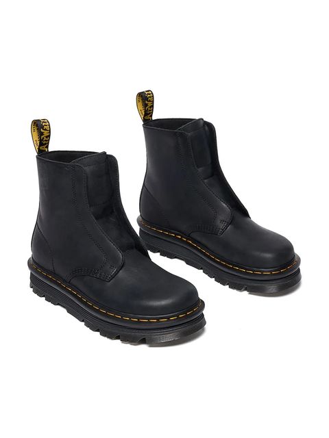 Dr. Martens botki skórzane ZebZag Laceless kolor czarny na płaskim obcasie lekko ocieplone DM42653001 - zdjęcie produktu nr 2