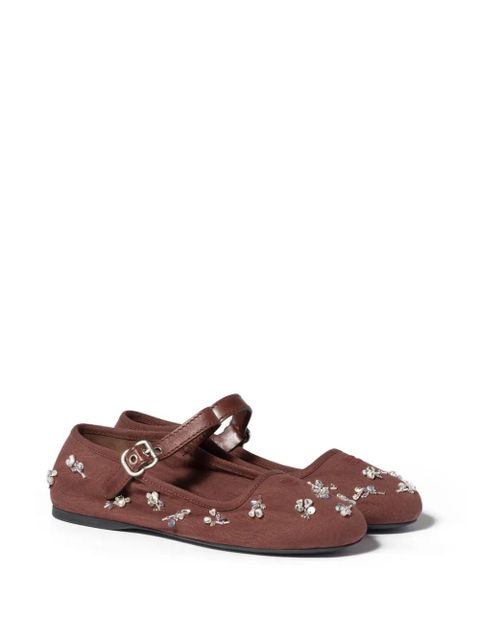 Miu Miu embroidered drill ballerinas - Brown - zdjęcie produktu nr 2