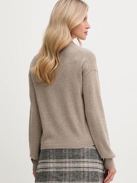 United Colors of Benetton sweter z dodatkiem wełny damski kolor beżowy lekki 102HD4032