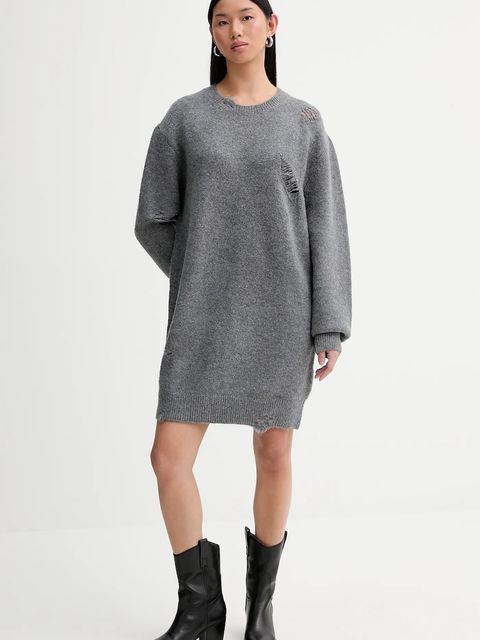 IRO sukienka z dodatkiem wełny WM33TONINA kolor szary mini oversize TONINA - zdjęcie produktu nr 2