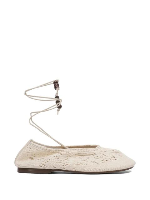 ALOHAS beaded lace-up ballet flats - Neutrals - zdjęcie produktu nr 1