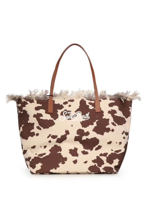MC2 Saint Barth fringed-details cow-print cotton tote bag - Neutrals - zdjęcie produktu nr 1