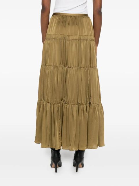 Ulla Johnson silk tiered A-line skirt - Green