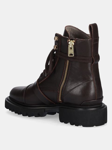 AllSaints workery skórzane Tori Boot damskie kolor brązowy na płaskim obcasie W119FB