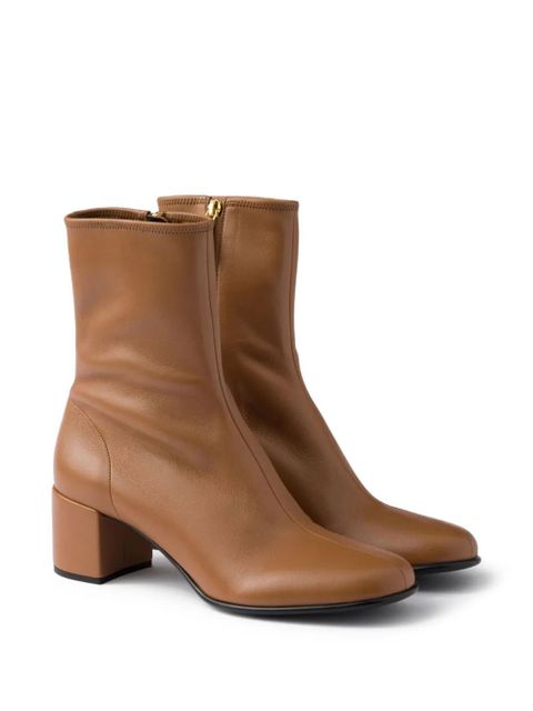 Prada 55mm zip-up block-heel boots - Brown