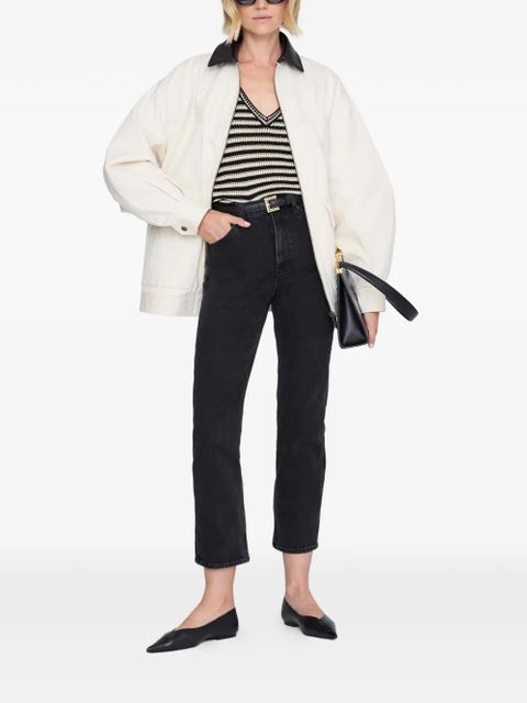 ANINE BING Lowen striped V-neck vest - Black