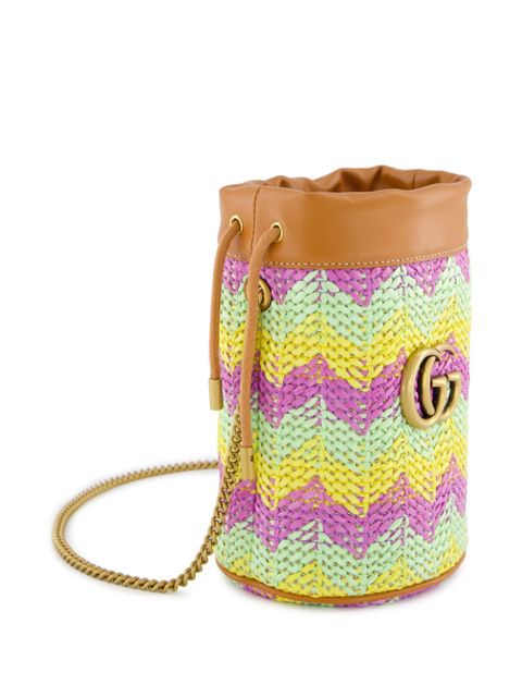 Gucci mini GG Marmont chevron-knit bucket bag - Brown