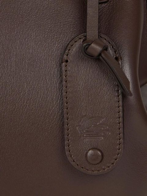 ETRO chain-trimmed leather shoulder bag - Brown