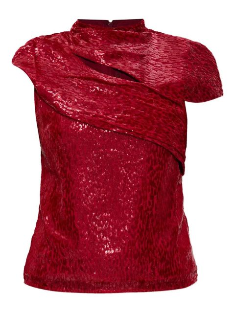 Self-Portrait draped lurex blouse - Red - zdjęcie produktu nr 1