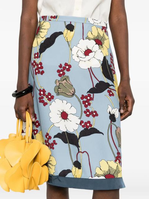 Marni floral-print midi skirt - Blue
