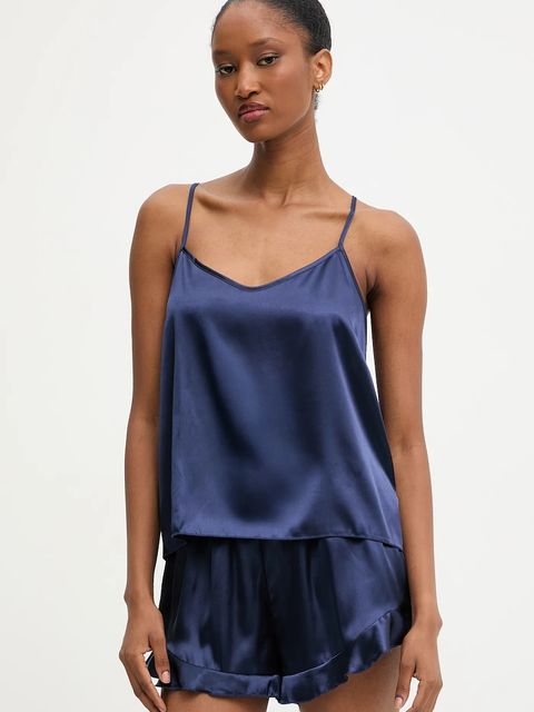 Answear.LAB piżama damska kolor granatowy satynowa
