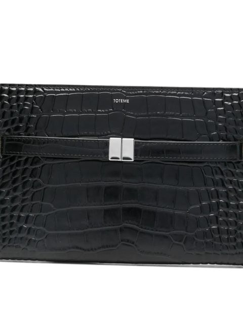 TOTEME belted crocodile-embossed cross body bag - Black
