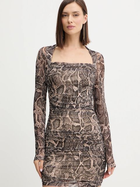 Guess sukienka BERNARDETTE kolor brązowy mini dopasowana W5BK65 KCZC2 - zdjęcie produktu nr 1