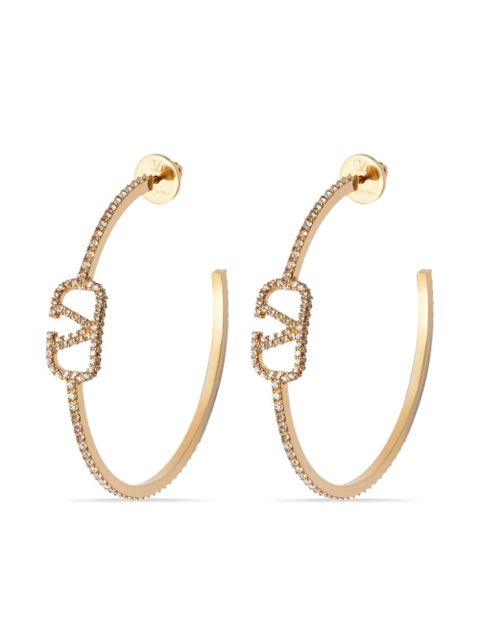 Valentino Garavani VLogo Signature crystal hoop earrings - Gold