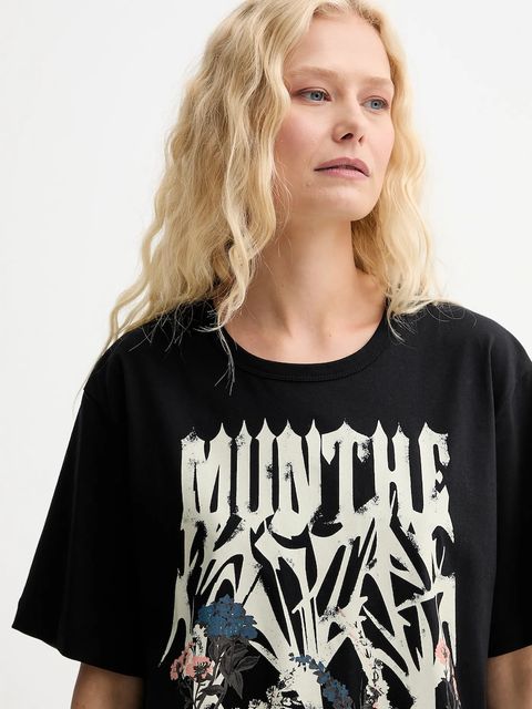 MUNTHE t-shirt bawełniany PRIZE damski kolor czarny 252110325260