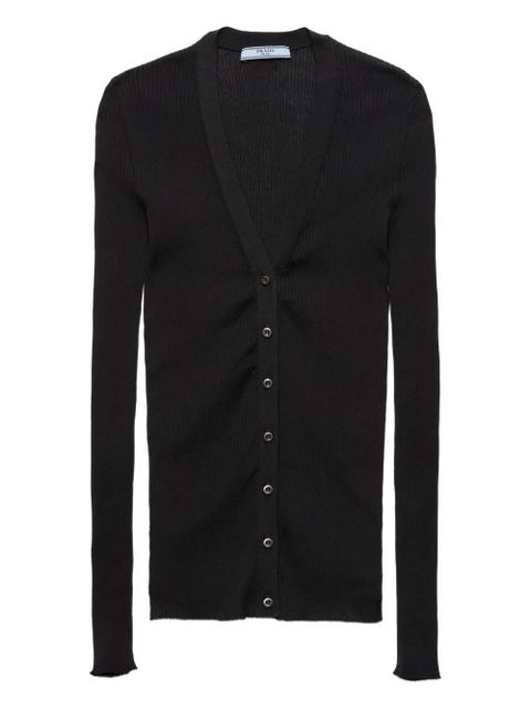Prada ribbed-knit cardigan - Black - zdjęcie produktu nr 1