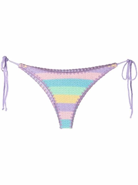 MC2 Saint Barth Marielle striped crochet bikini briefs - Blue - zdjęcie produktu nr 1