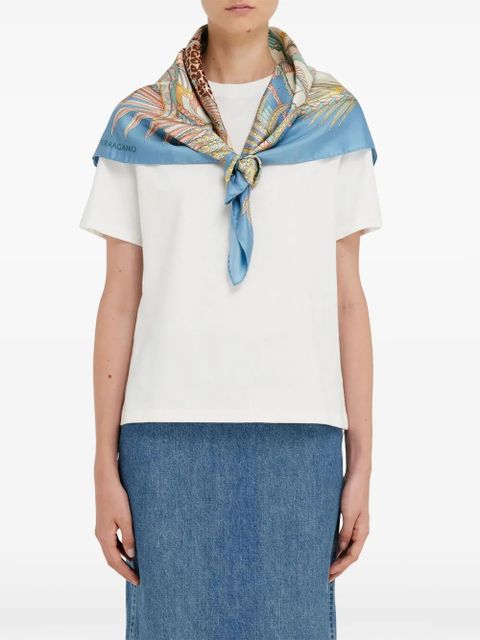 Ferragamo Leopard print silk scarf - Blue