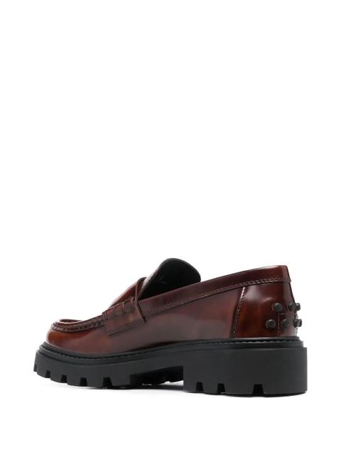 Tod's spike-stud embellished loafers - Brown