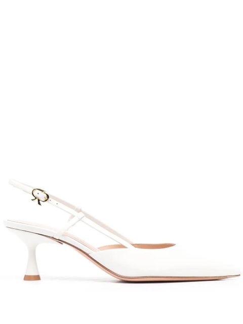 Gianvito Rossi point toe slingback leather pumps - White - zdjęcie produktu nr 1