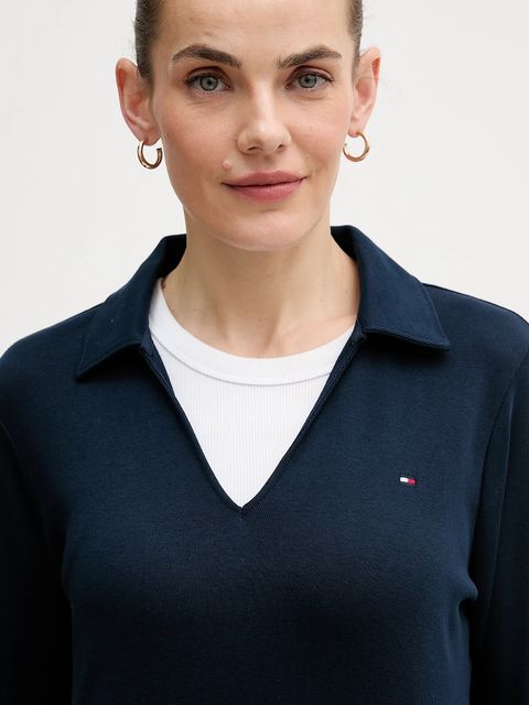 Tommy Hilfiger longsleeve bawełniany kolor granatowy WW0WW47850 - zdjęcie produktu nr 2