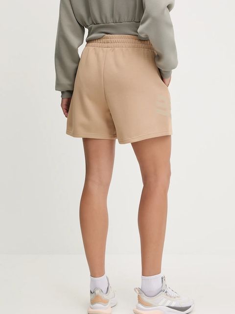 adidas szorty Future Icons damskie kolor beżowy z nadrukiem high waist JW7834