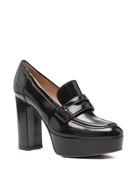 Gianvito Rossi 100mm patent-leather platform loafers - Brown - zdjęcie produktu nr 2