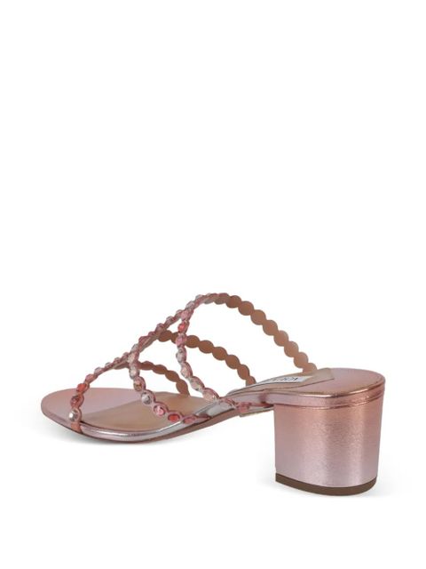 Aquazzura Tequila crystal-embellished scalloped sandals - Pink