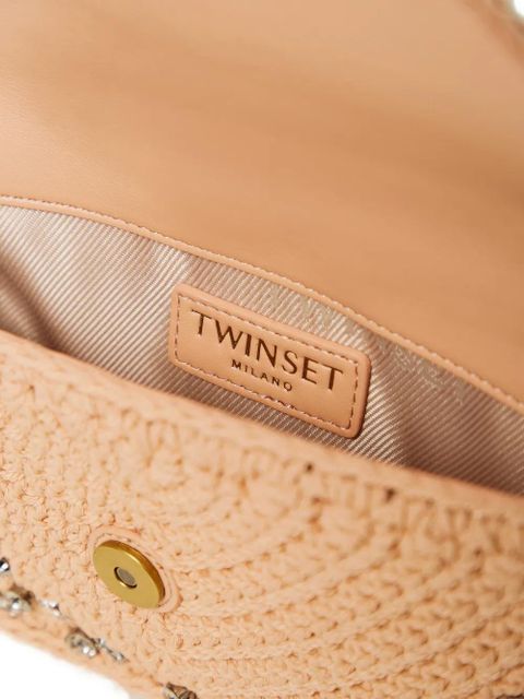 TWINSET crystal-embellished crochet shoulder bag - Pink
