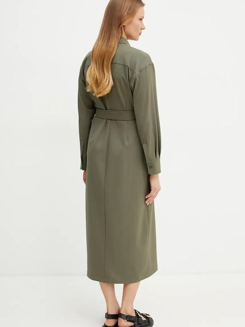 Weekend Max Mara sukienka z domieszką wełny kolor zielony midi prosta 2515221071600