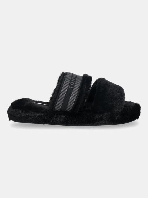Tommy Hilfiger kapcie HILFIGER FUR SLIPPER kolor czarny FW0FW08854 - zdjęcie produktu nr 2