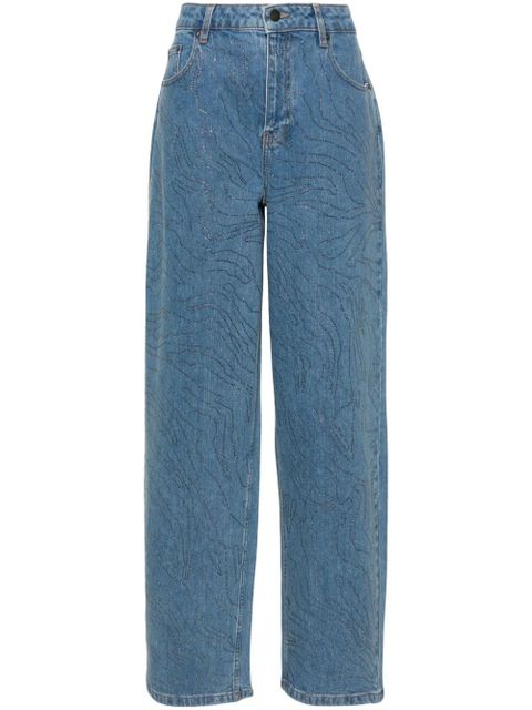 ROTATE BIRGER CHRISTENSEN rhinestone-embellished wide-leg jeans - Blue - zdjęcie produktu nr 1