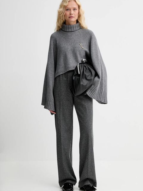 Twinset sweter z dodatkiem wełny damski kolor szary lekki z golfem 252TT3422 - zdjęcie produktu nr 2