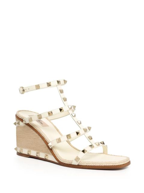 Valentino Garavani 80mm Rockstud wedge sandals - Neutrals