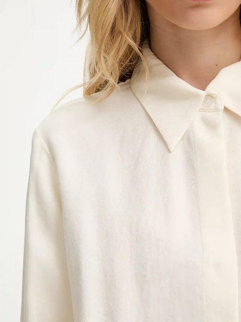 Answear.LAB koszula damska kolor beżowy relaxed z kołnierzykiem klasycznym