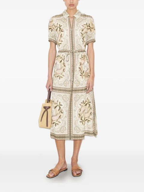 Tory Burch cinched cotton zip dress - Neutrals