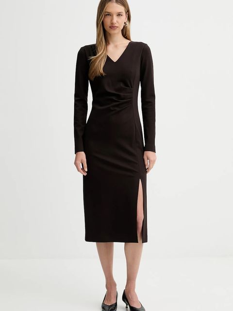 Liviana Conti sukienka kolor brązowy midi prosta L5WI36 - zdjęcie produktu nr 1