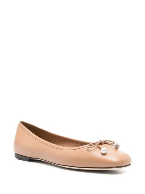 Jimmy Choo Elme leather ballerina shoes - Neutrals