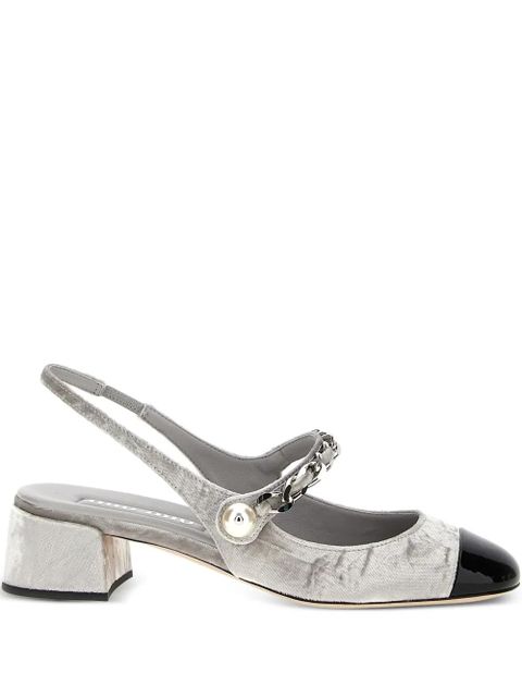 Miu Miu 35mm velvet slingback pumps - Silver - zdjęcie produktu nr 1