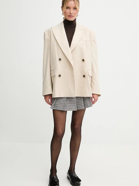 MAX&Co. marynarka z dodatkiem wełny kolor beżowy oversize melanżowa 2526086074200